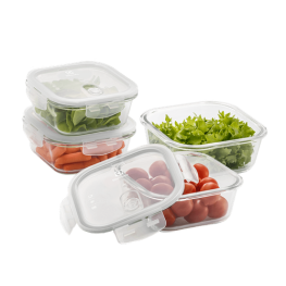 Conjunto de Potes Herméticos de Vidro - 04 Unidades