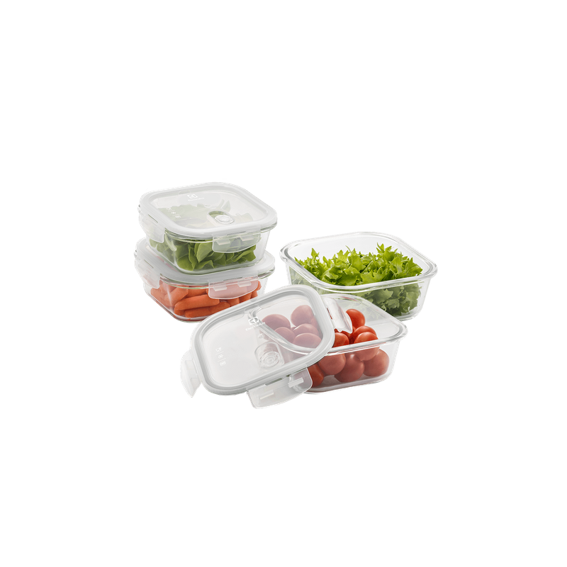 Conjunto de Potes Herméticos de Vidro - 04 Unidades